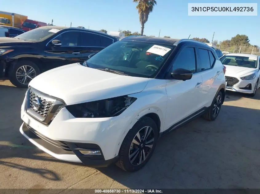 2019 Nissan Kicks Sr VIN: 3N1CP5CU0KL492736 Lot: 40858730