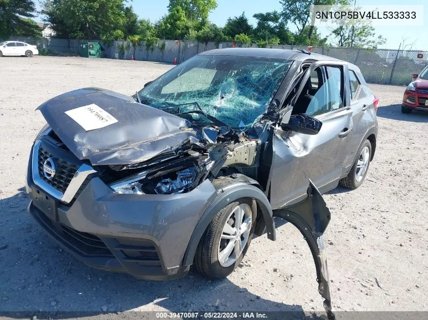 2020 Nissan Kicks S Xtronic Cvt VIN: 3N1CP5BV4LL533333 Lot: 39470087