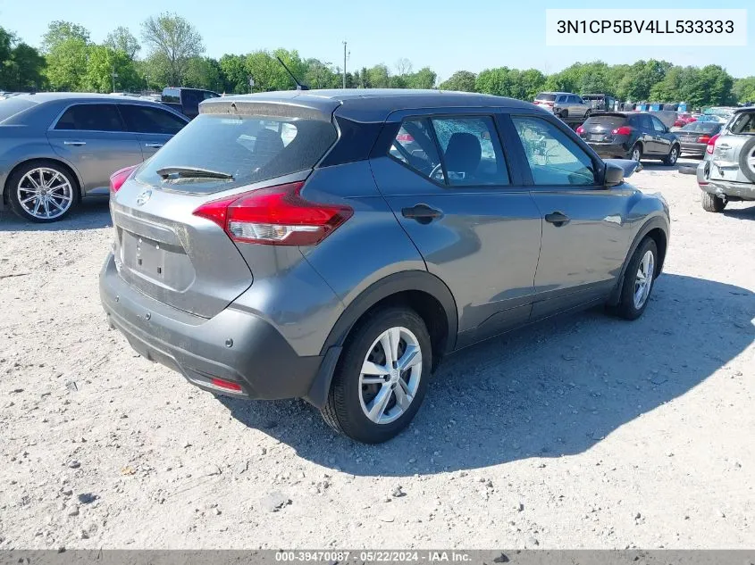 2020 Nissan Kicks S Xtronic Cvt VIN: 3N1CP5BV4LL533333 Lot: 39470087