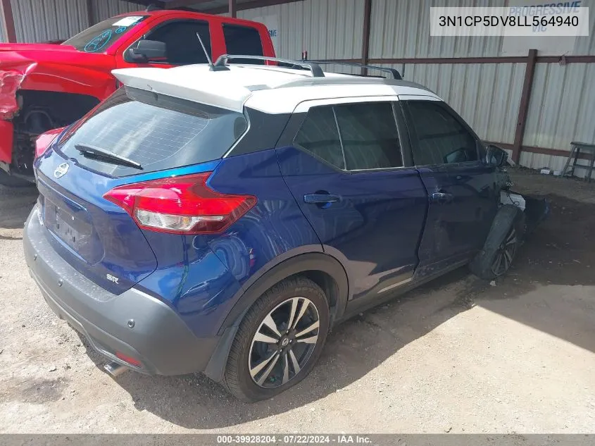 2020 Nissan Kicks Sr Xtronic Cvt VIN: 3N1CP5DV8LL564940 Lot: 39928204