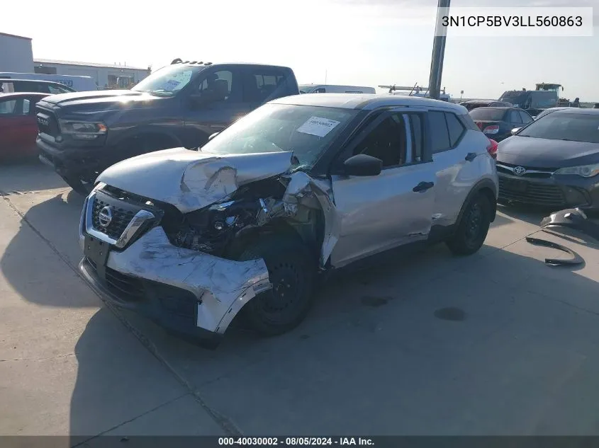 2020 Nissan Kicks S Xtronic Cvt VIN: 3N1CP5BV3LL560863 Lot: 40030002