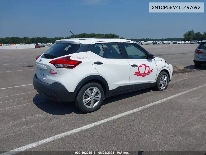 2020 Nissan Kicks S Xtronic Cvt VIN: 3N1CP5BV4LL497692 Lot: 40203516