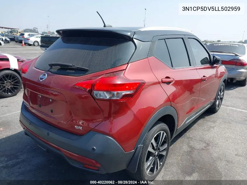 2020 Nissan Kicks Sr Xtronic Cvt VIN: 3N1CP5DV5LL502959 Lot: 40220062