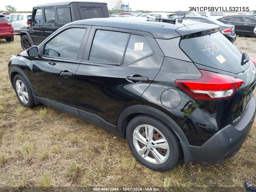 2020 Nissan Kicks S VIN: 3N1CP5BV1LL532155 Lot: 40472844