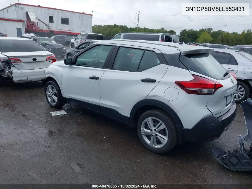 2020 Nissan Kicks S Xtronic Cvt VIN: 3N1CP5BV5LL553431 Lot: 40478865