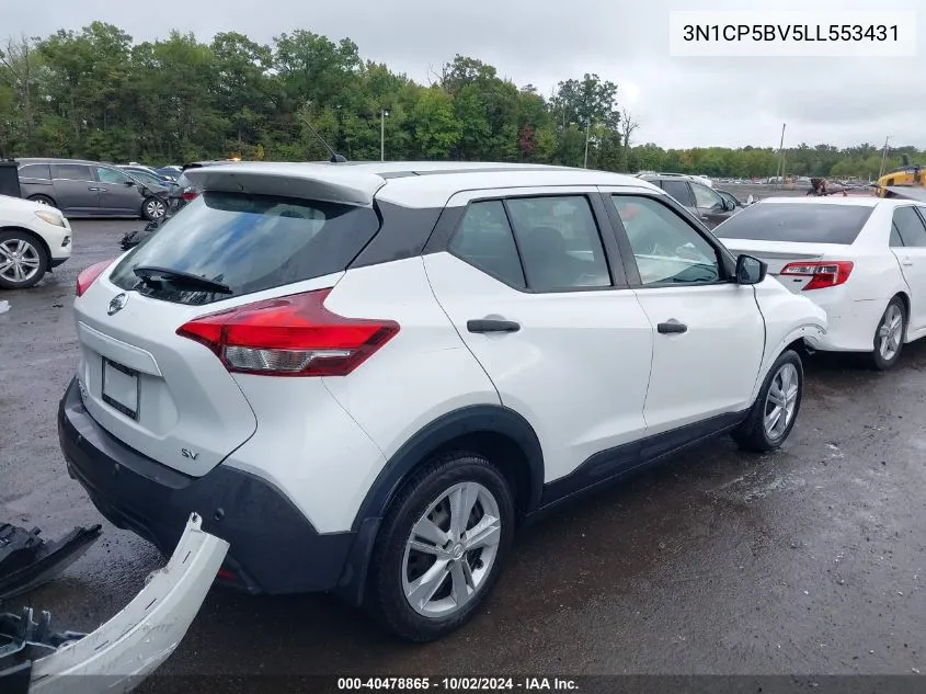 2020 Nissan Kicks S Xtronic Cvt VIN: 3N1CP5BV5LL553431 Lot: 40478865