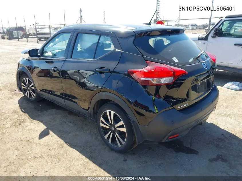 2020 Nissan Kicks Sv VIN: 3N1CP5CV0LL505401 Lot: 40531514