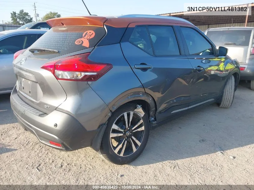 2020 Nissan Kicks Sr Xtronic Cvt VIN: 3N1CP5DV1LL481382 Lot: 40535423