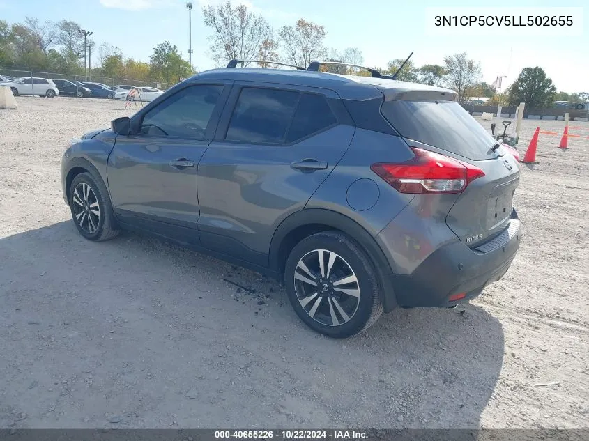 2020 Nissan Kicks Sv Xtronic Cvt VIN: 3N1CP5CV5LL502655 Lot: 40655226