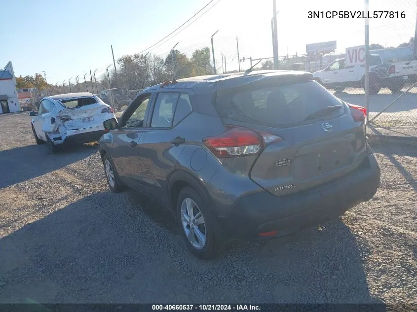 2020 Nissan Kicks S Xtronic Cvt VIN: 3N1CP5BV2LL577816 Lot: 40660537