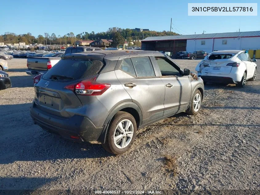 2020 Nissan Kicks S Xtronic Cvt VIN: 3N1CP5BV2LL577816 Lot: 40660537