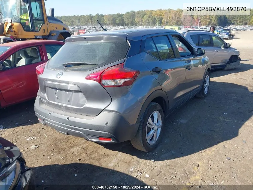 2020 Nissan Kicks S Xtronic Cvt VIN: 3N1CP5BVXLL492870 Lot: 40732158