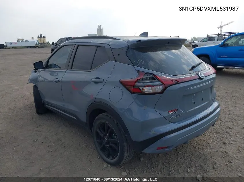 2021 Nissan Kicks VIN: 3N1CP5DVXML531987 Lot: 12071640