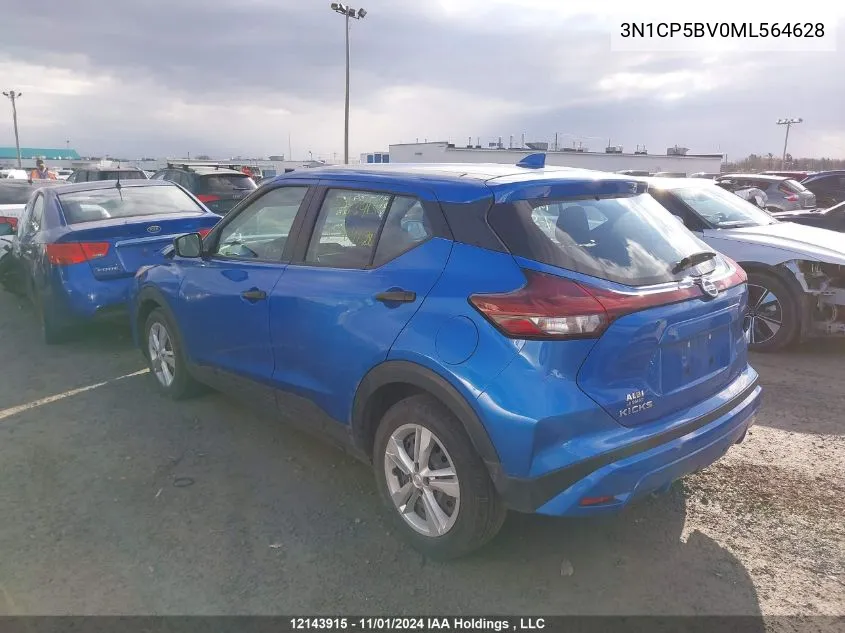 2021 Nissan Kicks VIN: 3N1CP5BV0ML564628 Lot: 12143915