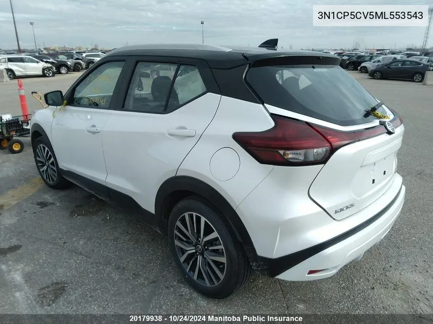 2021 Nissan Kicks Sv VIN: 3N1CP5CV5ML553543 Lot: 20179938