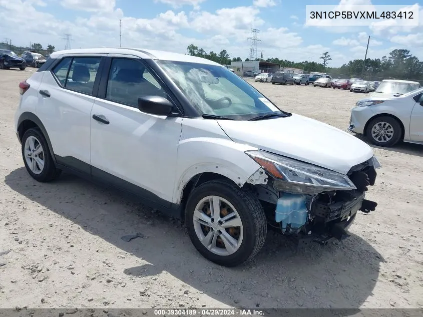 2021 Nissan Kicks S Xtronic Cvt VIN: 3N1CP5BVXML483412 Lot: 39304189