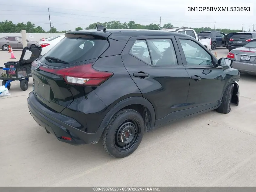 2021 Nissan Kicks S Xtronic Cvt VIN: 3N1CP5BVXML533693 Lot: 39375523