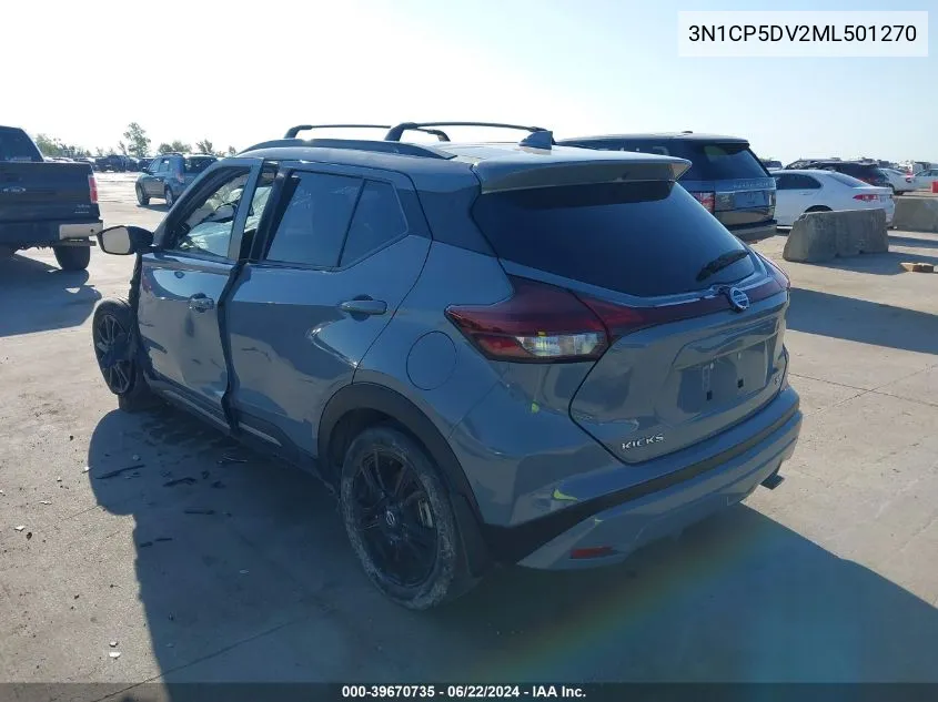 2021 Nissan Kicks Sr Xtronic Cvt VIN: 3N1CP5DV2ML501270 Lot: 39670735