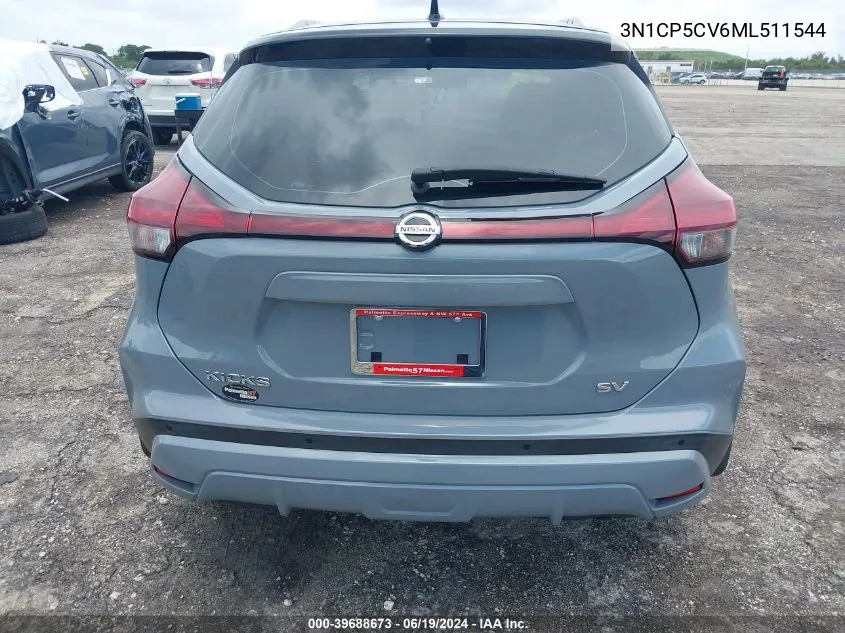 2021 Nissan Kicks Sv Xtronic Cvt VIN: 3N1CP5CV6ML511544 Lot: 39688673