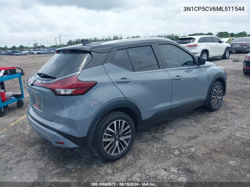 2021 Nissan Kicks Sv Xtronic Cvt VIN: 3N1CP5CV6ML511544 Lot: 39688673