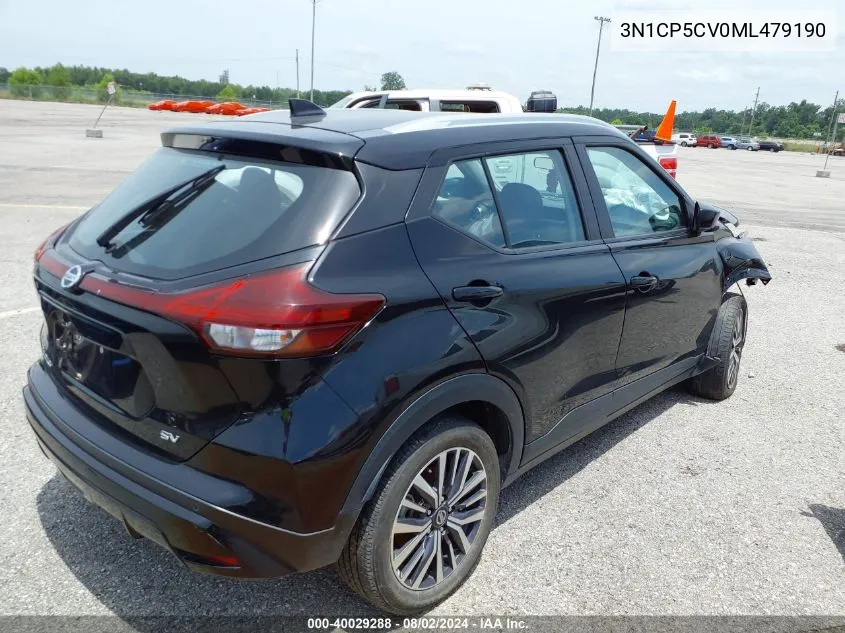 2021 Nissan Kicks Sv Xtronic Cvt VIN: 3N1CP5CV0ML479190 Lot: 40029288