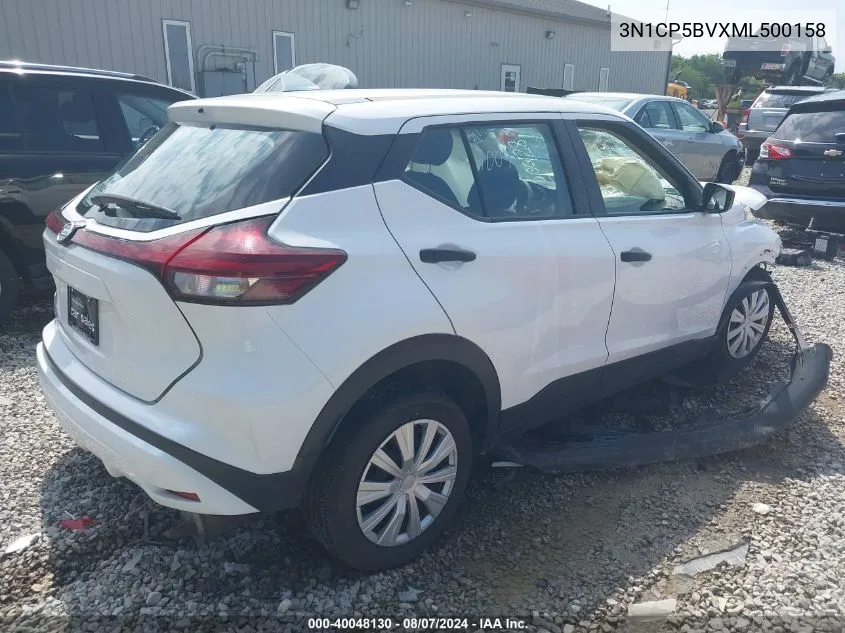 2021 Nissan Kicks S Xtronic Cvt VIN: 3N1CP5BVXML500158 Lot: 40048130