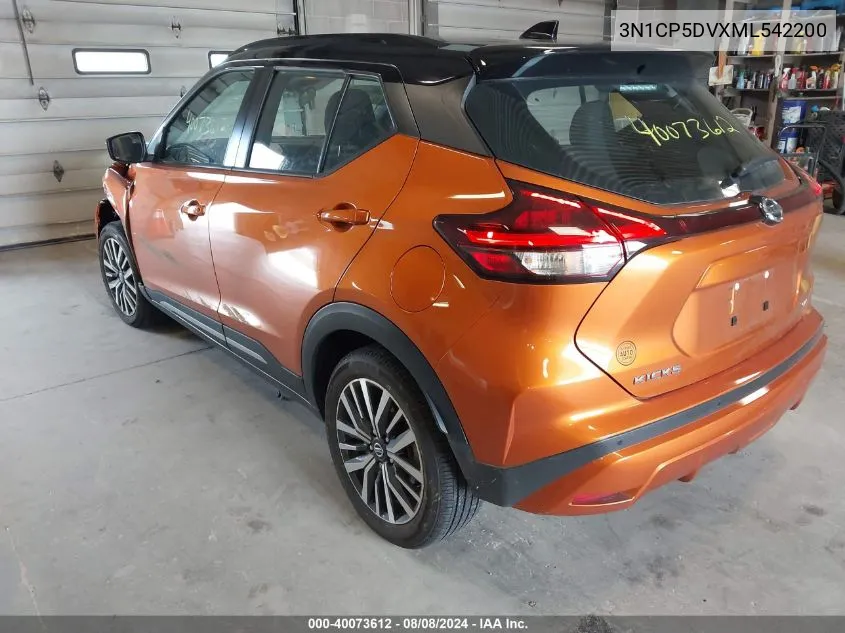 2021 Nissan Kicks Sr Xtronic Cvt VIN: 3N1CP5DVXML542200 Lot: 40073612