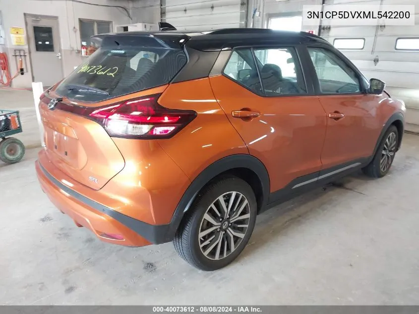 2021 Nissan Kicks Sr Xtronic Cvt VIN: 3N1CP5DVXML542200 Lot: 40073612