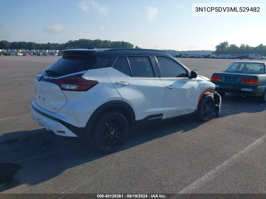 2021 Nissan Kicks Sr Xtronic Cvt VIN: 3N1CP5DV3ML529482 Lot: 40128361