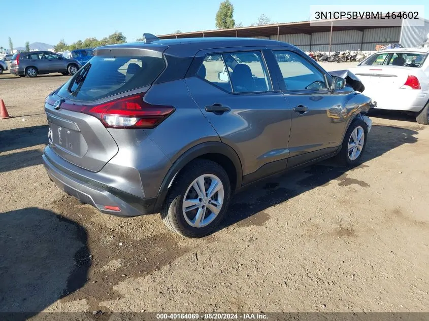 2021 Nissan Kicks S Xtronic Cvt VIN: 3N1CP5BV8ML464602 Lot: 40164069