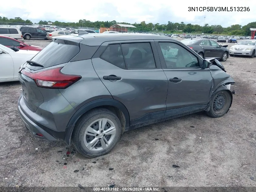 2021 Nissan Kicks S Xtronic Cvt VIN: 3N1CP5BV3ML513236 Lot: 40183182