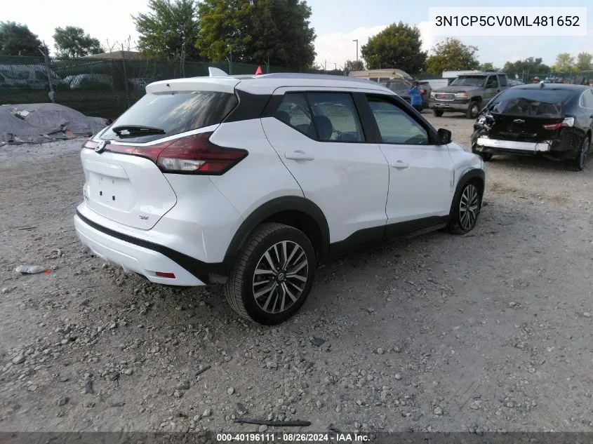 2021 Nissan Kicks Sv Xtronic Cvt VIN: 3N1CP5CV0ML481652 Lot: 40196111