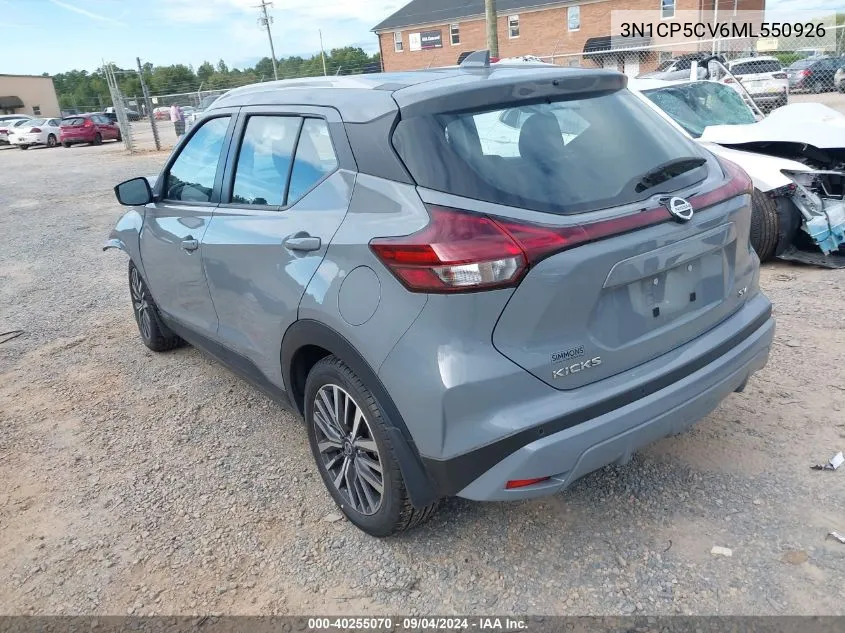 2021 Nissan Kicks Sv VIN: 3N1CP5CV6ML550926 Lot: 40255070