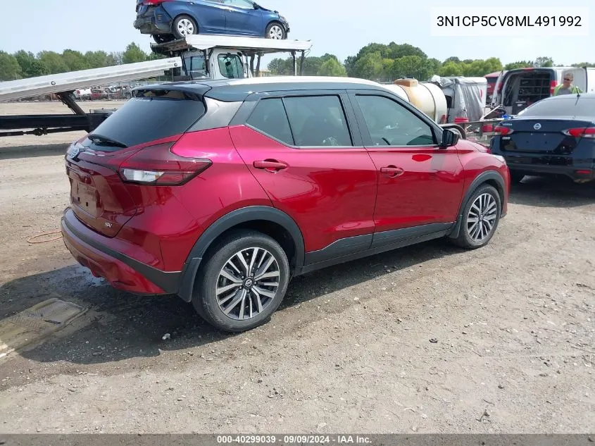 2021 Nissan Kicks Sv Xtronic Cvt VIN: 3N1CP5CV8ML491992 Lot: 40299039