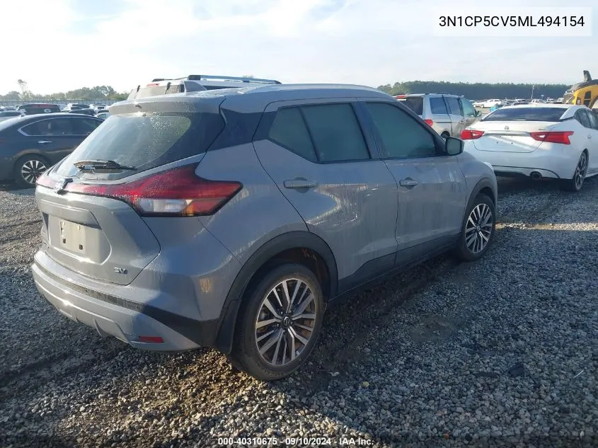 2021 Nissan Kicks Sv VIN: 3N1CP5CV5ML494154 Lot: 40310675