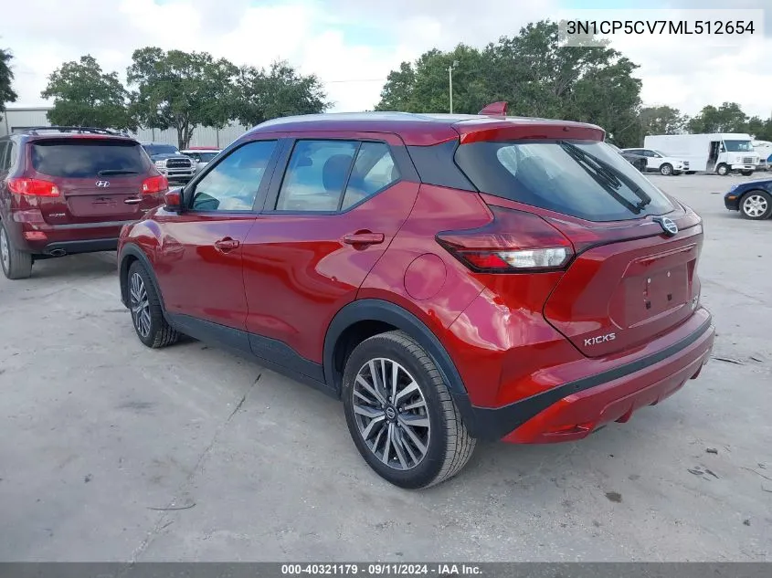 2021 Nissan Kicks Sv VIN: 3N1CP5CV7ML512654 Lot: 40321179