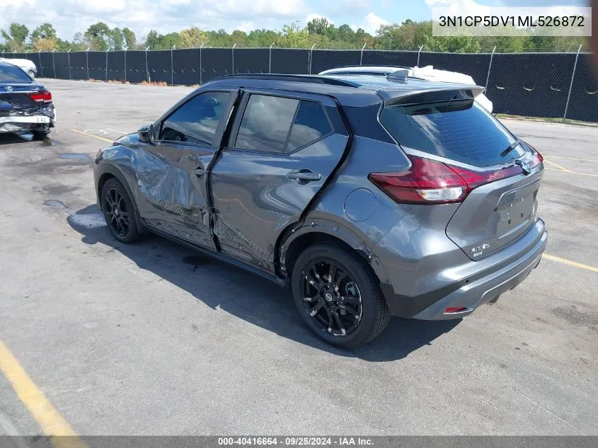 2021 Nissan Kicks Sr Xtronic Cvt VIN: 3N1CP5DV1ML526872 Lot: 40416664