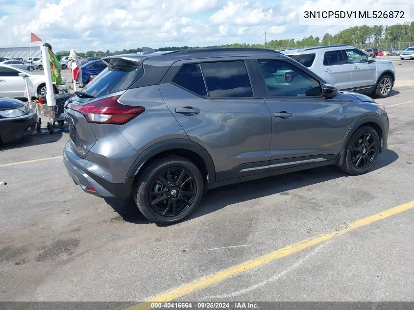 2021 Nissan Kicks Sr Xtronic Cvt VIN: 3N1CP5DV1ML526872 Lot: 40416664