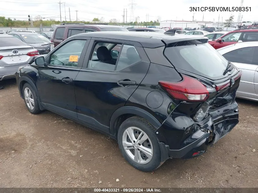 2021 Nissan Kicks S VIN: 3N1CP5BV0ML508351 Lot: 40433321