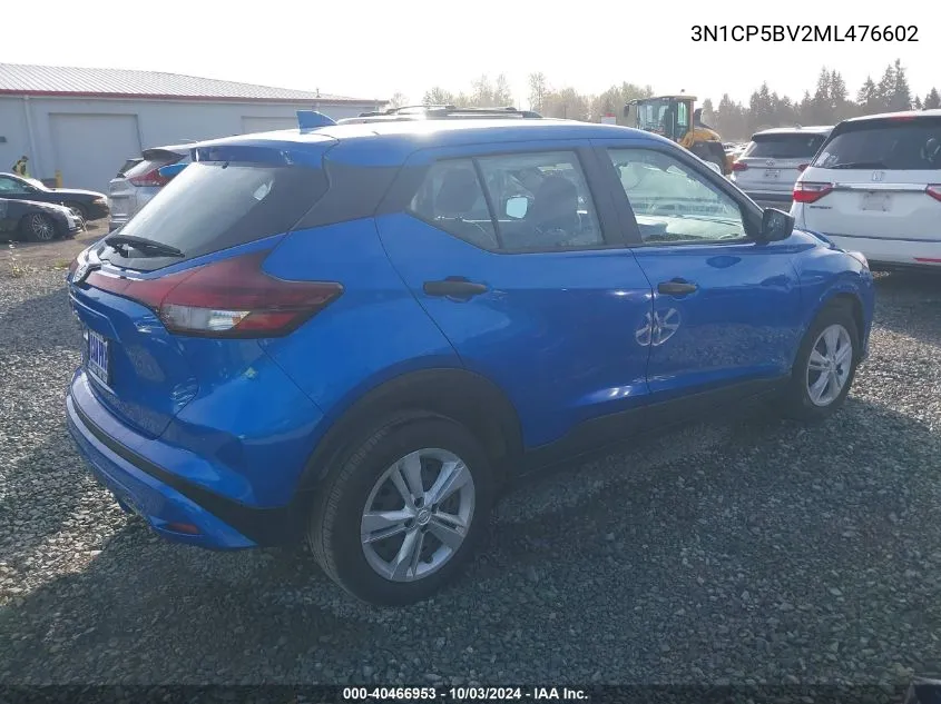 2021 Nissan Kicks S Xtronic Cvt VIN: 3N1CP5BV2ML476602 Lot: 40466953