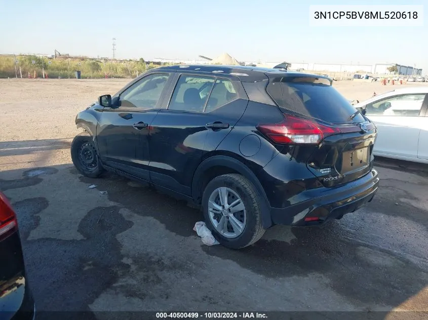 2021 Nissan Kicks S Xtronic Cvt VIN: 3N1CP5BV8ML520618 Lot: 40500499