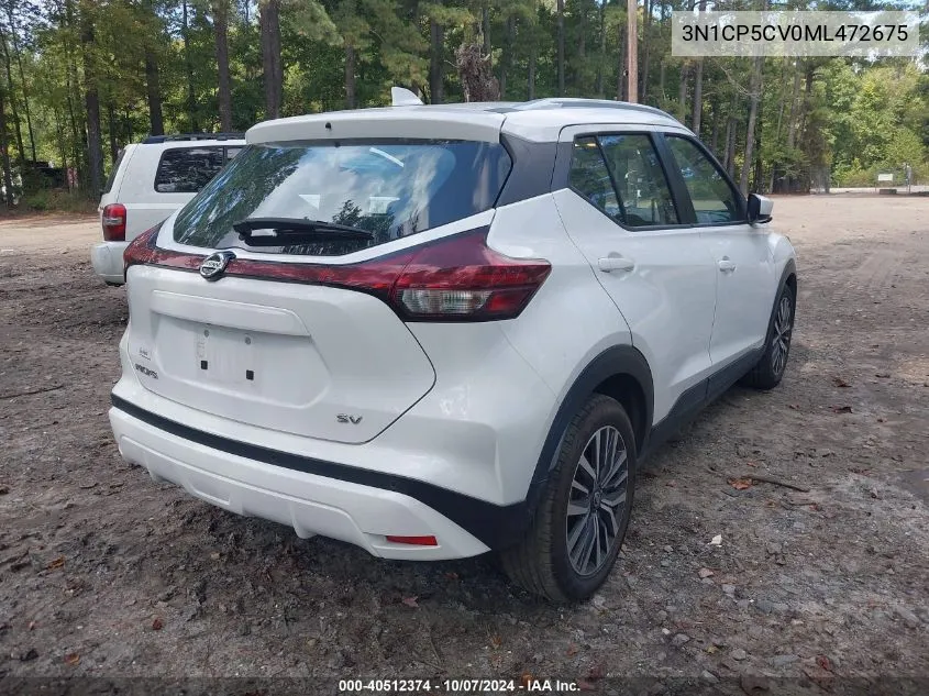 2021 Nissan Kicks Sv Xtronic Cvt VIN: 3N1CP5CV0ML472675 Lot: 40512374