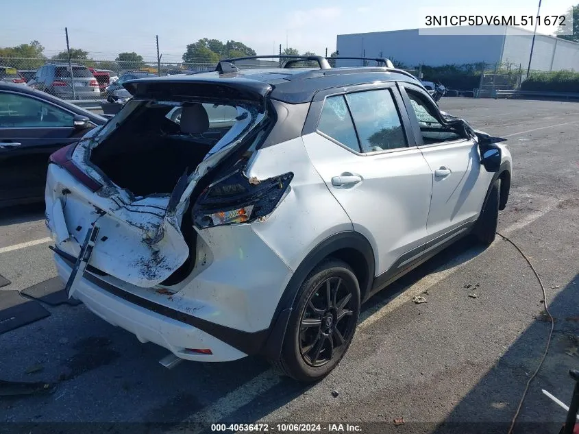 2021 Nissan Kicks Sr Xtronic Cvt VIN: 3N1CP5DV6ML511672 Lot: 40536472