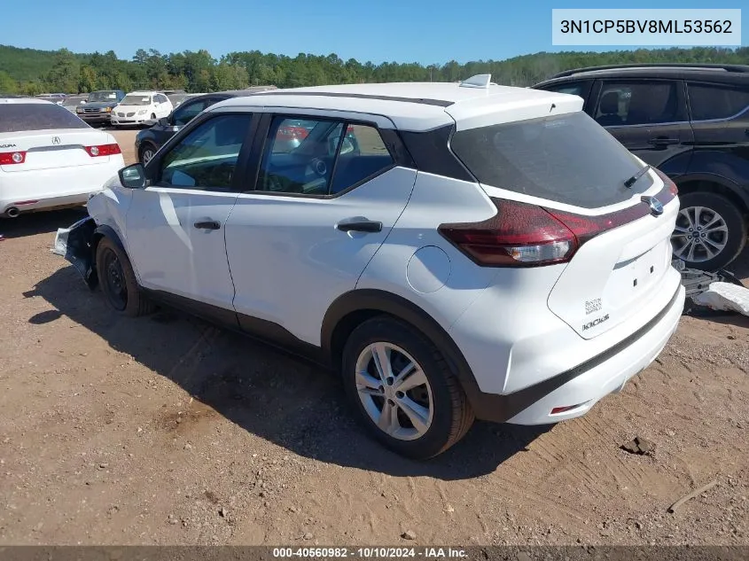 2021 Nissan Kicks S VIN: 3N1CP5BV8ML53562 Lot: 40560982