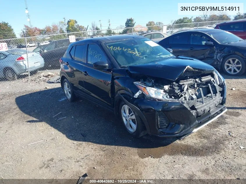 2021 Nissan Kicks S Xtronic Cvt VIN: 3N1CP5BV9ML514911 Lot: 40643692