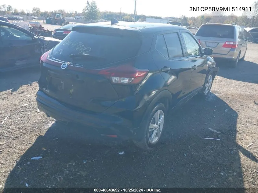 2021 Nissan Kicks S Xtronic Cvt VIN: 3N1CP5BV9ML514911 Lot: 40643692