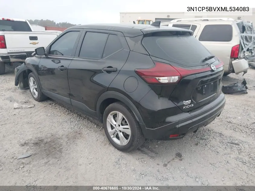 2021 Nissan Kicks S Xtronic Cvt VIN: 3N1CP5BVXML534083 Lot: 40676685