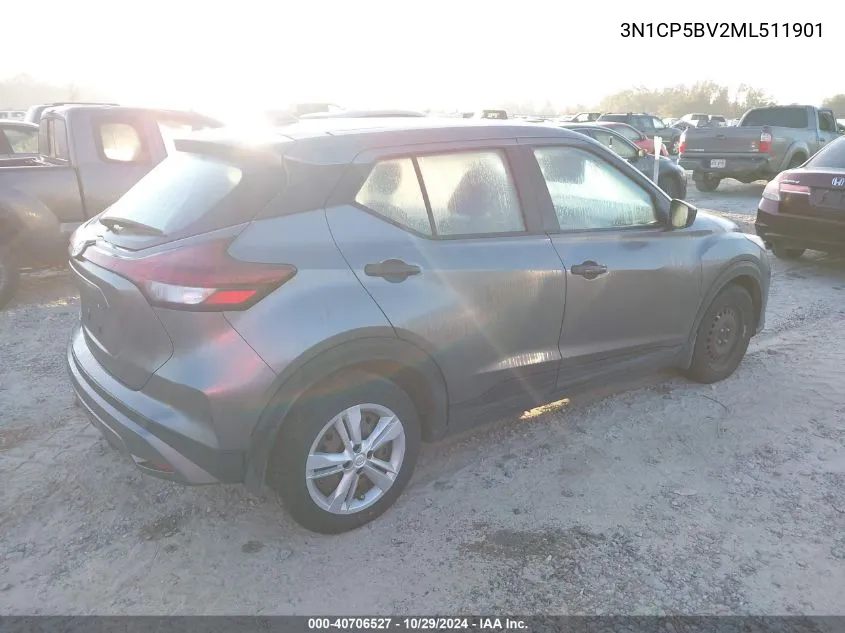 2021 Nissan Kicks S Xtronic Cvt VIN: 3N1CP5BV2ML511901 Lot: 40706527