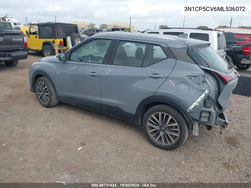 2021 Nissan Kicks Sv Xtronic Cvt VIN: 3N1CP5CV6ML536072 Lot: 40731434