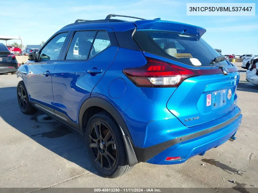 2021 Nissan Kicks Sr Xtronic Cvt VIN: 3N1CP5DV8ML537447 Lot: 40813250